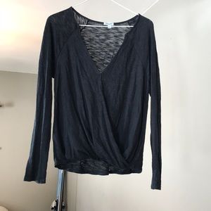 Splendid Womens XS Black Faux Wrap Top EUC